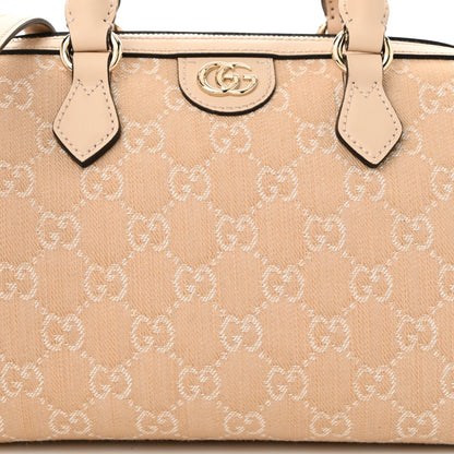Gucci Summer Denim Calfskin GG Monogram Small Ophidia Top Handle Bag Souffle Rose 8 of 10