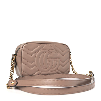 Gucci Calfskin Matelasse Mini GG Marmont Chain Shoulder Bag Porcelain Rose 3 of 11