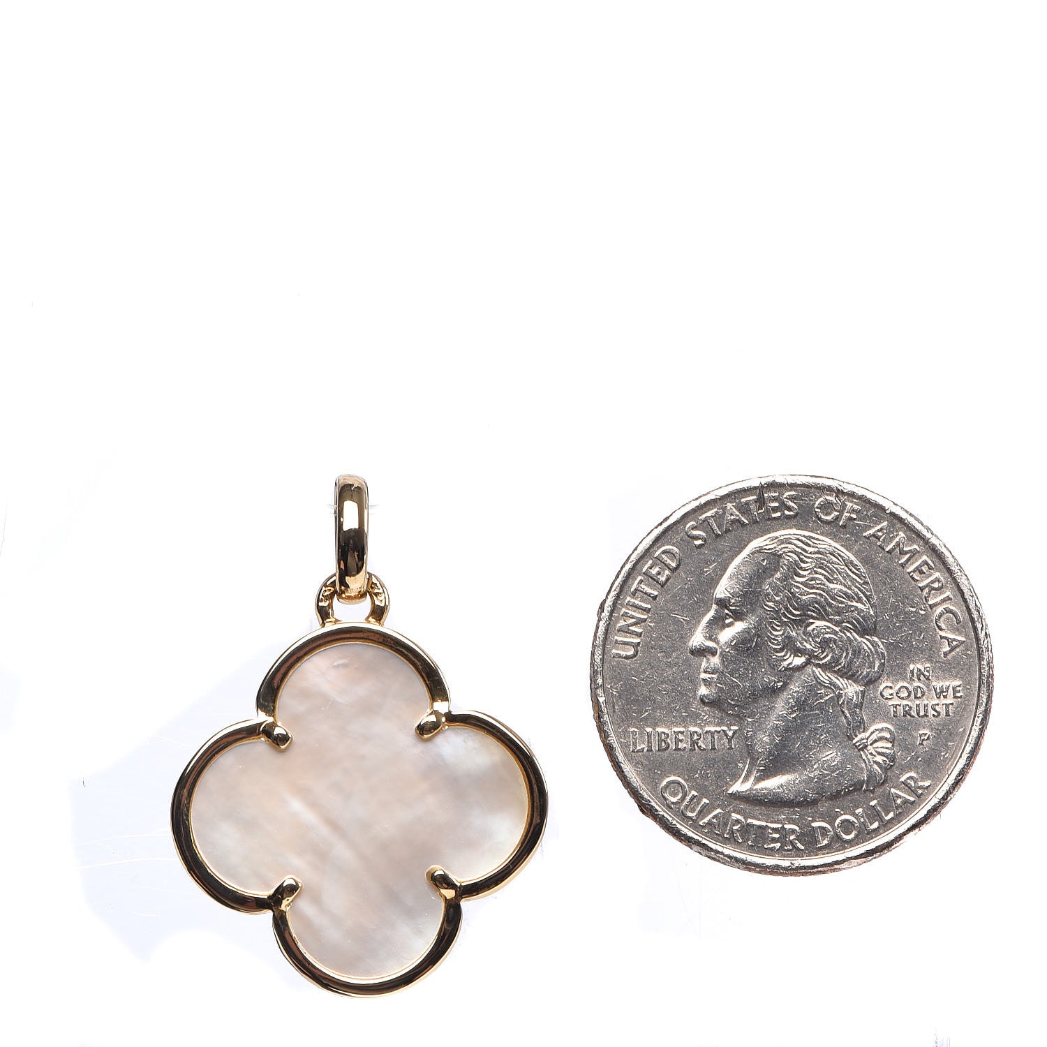 Van Cleef & Arpels 18K Yellow Gold Mother of Pearl Magic Alhambra Pendant 2 of 4