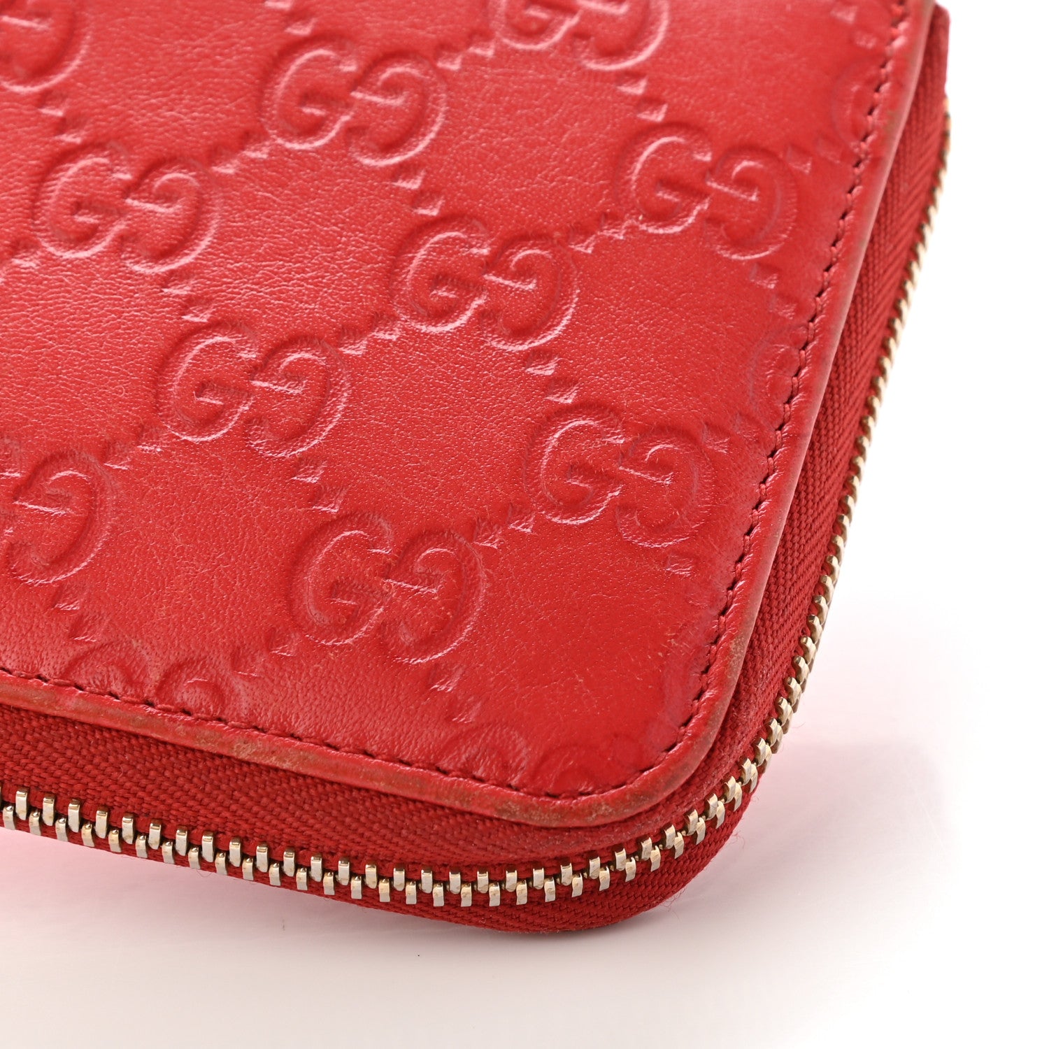 Gucci Guccissima Vitello Tender Zip Around Wallet Sporting Red 12 of 15