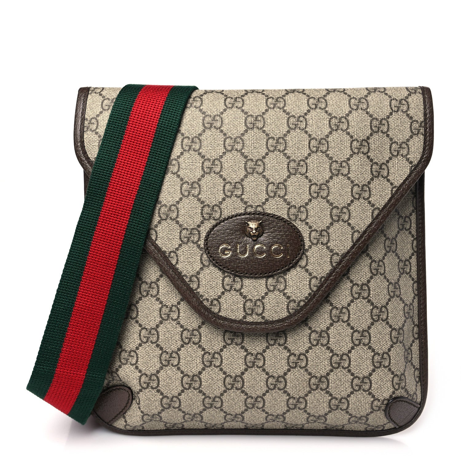 Gucci GG Supreme Monogram Web Medium Neo Vintage Flap Messenger Bag Beige New Acero 1 of 9