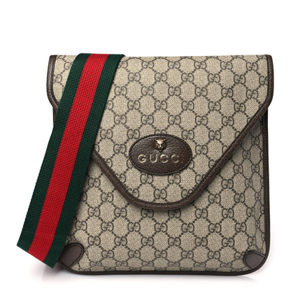 Gucci GG Supreme Monogram Web Medium Neo Vintage Flap Messenger Bag Beige New Acero 1 of 9