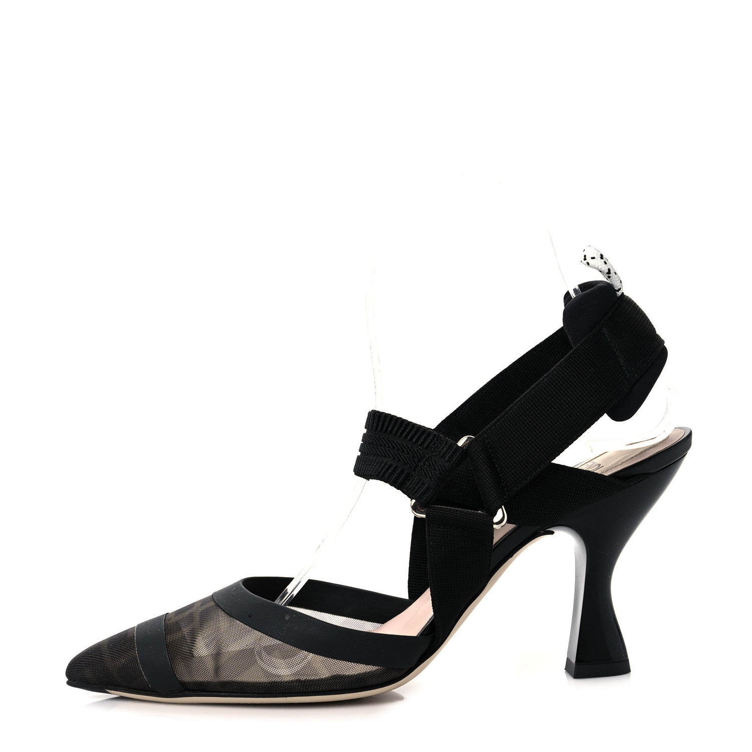 Fendi Technical Mesh FF Colibri Slingback Low-Heel Pumps 37.5 Black 1 of 11