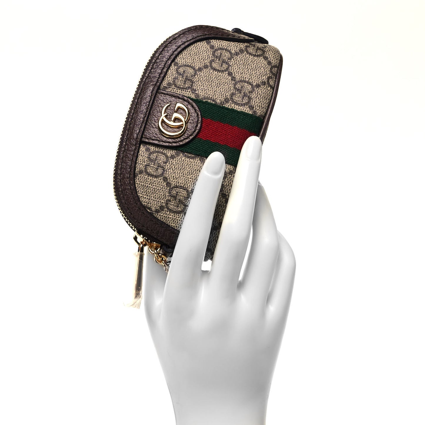 GG Supreme Monogram Web Ophidia Dome Key Pouch Beige New Acero
