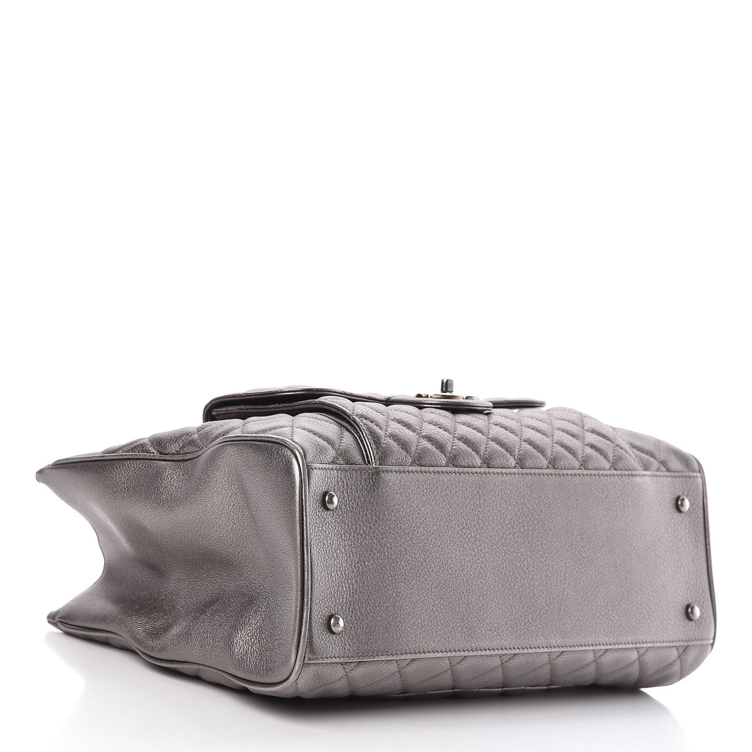 Chanel Metallic Grained Calfskin Quilted Large Casual Pocket Tote Silver 4 of 18