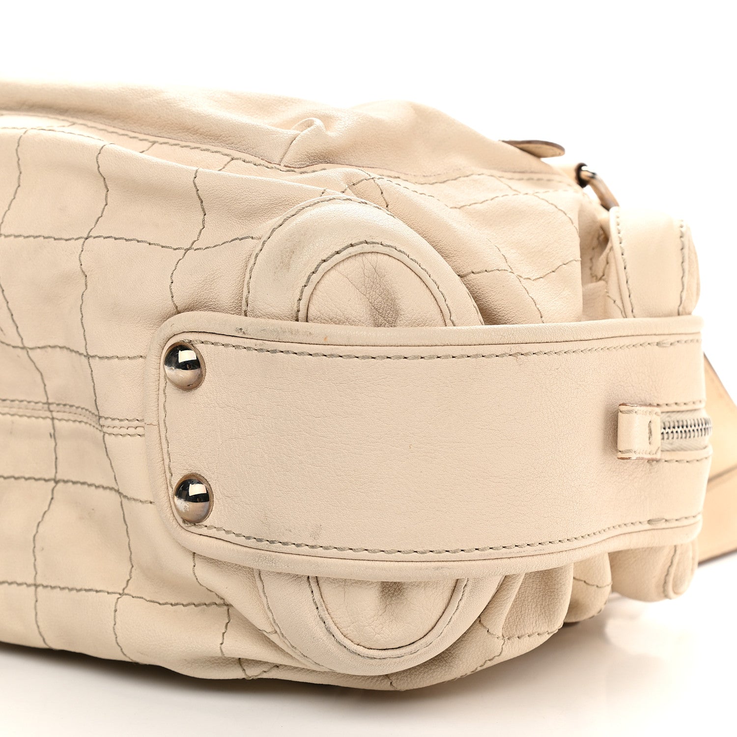 Chanel Calfskin Stitched Outdoor Ligne Bowler Beige 17 of 17