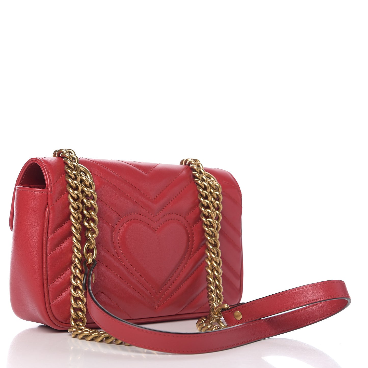 Calfskin Matelasse Mini GG Marmont Shoulder Bag Hibiscus Red