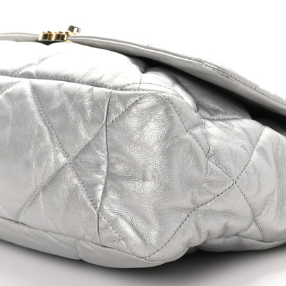 Chanel Metallic Goatskin Quilted Maxi 19 Flap Silver 9 of 10