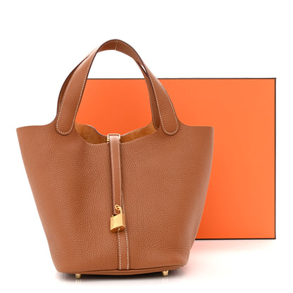 Hermes Taurillon Clemence Picotin Lock 22 MM Gold 11 of 11