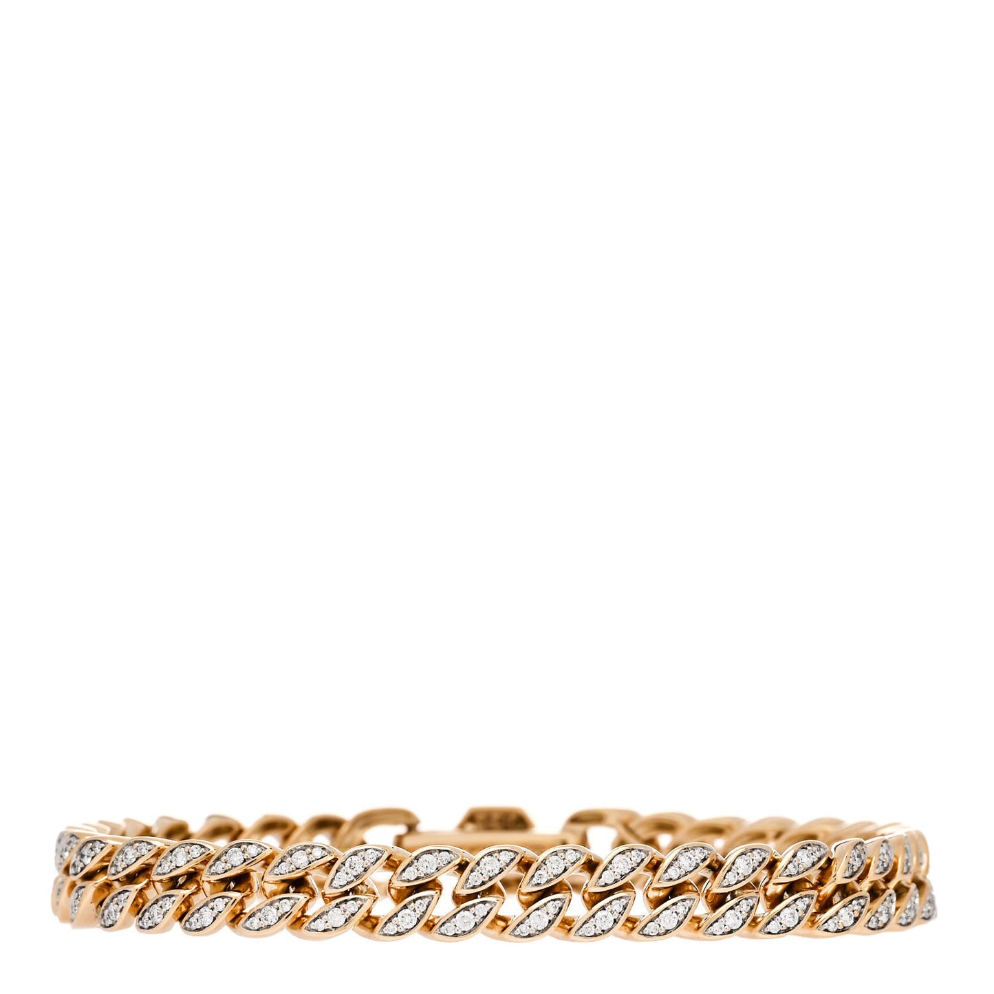 18K Rose Gold Cognac Diamond 6mm Curb Chain Bracelet