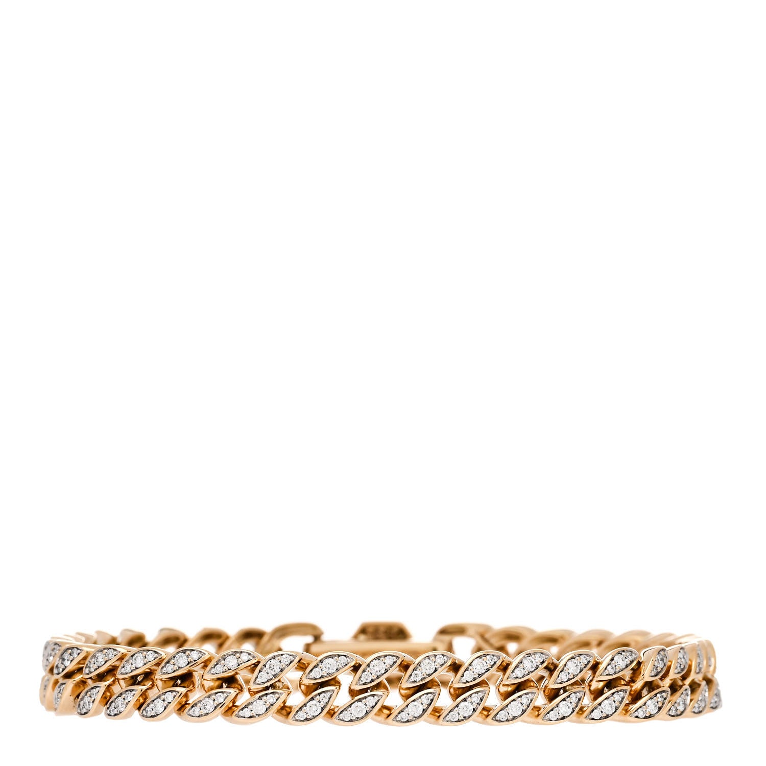 David Yurman 18K Rose Gold Cognac Diamond 6mm Curb Chain Bracelet 1 of 3