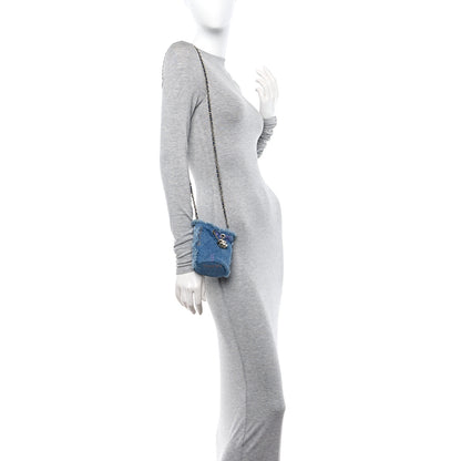 Chanel Denim Quilted Mood Mini Bucket With Chain Blue Multicolor 3 of 9
