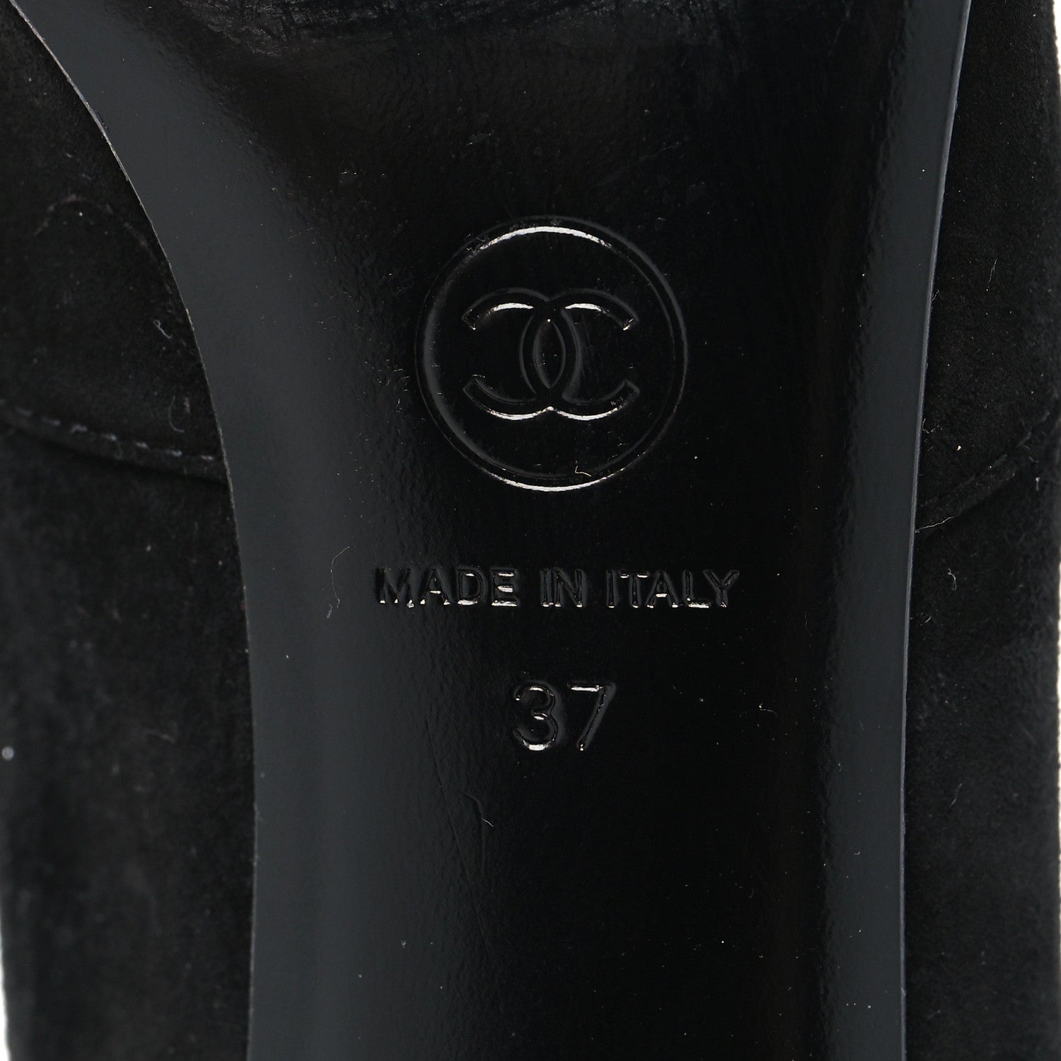 Chanel Stretch Suede Calfskin Grosgrain Pearl Multi Strand Cap Toe Ankle Boots 37 Black 7 of 7
