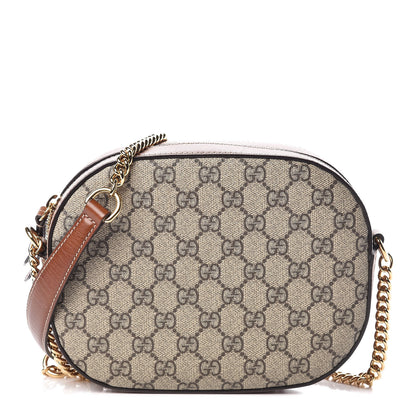 Gucci GG Supreme Monogram Cuoio Toscano Mini Chain Shoulder Bag Beige Ebony Cuir 1 of 8