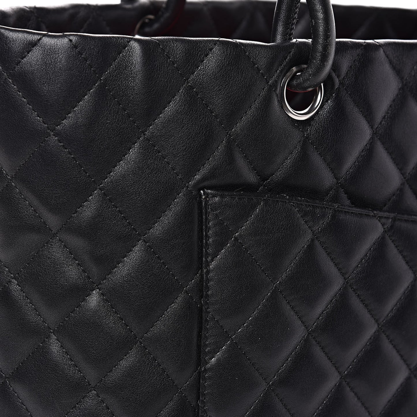 Calfskin Quilted Large Cambon Tote Black