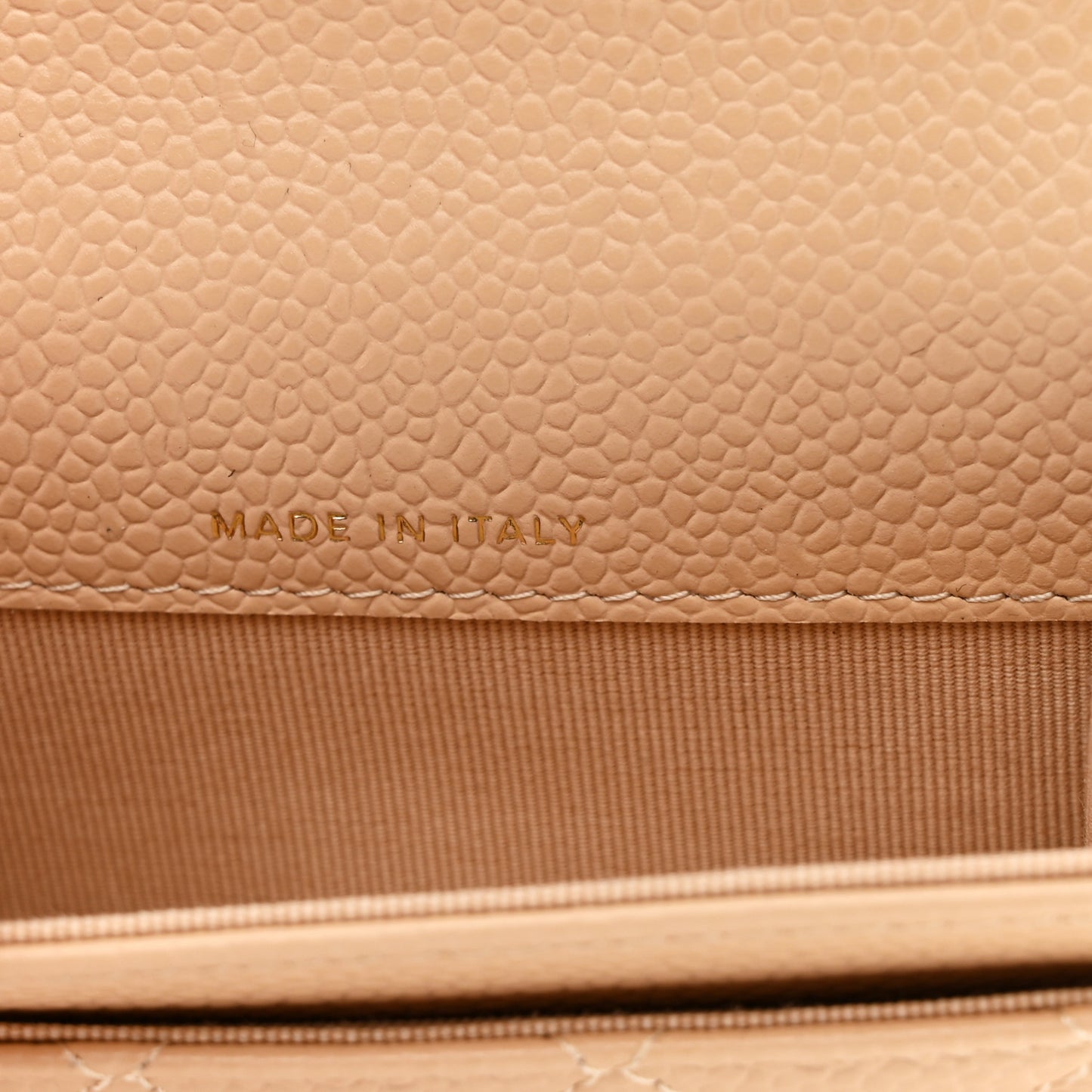 Caviar Quilted Flap Card Holder Wallet Beige