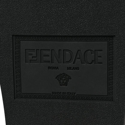 Fendi X VERSACE Rubber Metal Mesh Logo Slide Mens Sandals 6 Black Gold 6 of 7