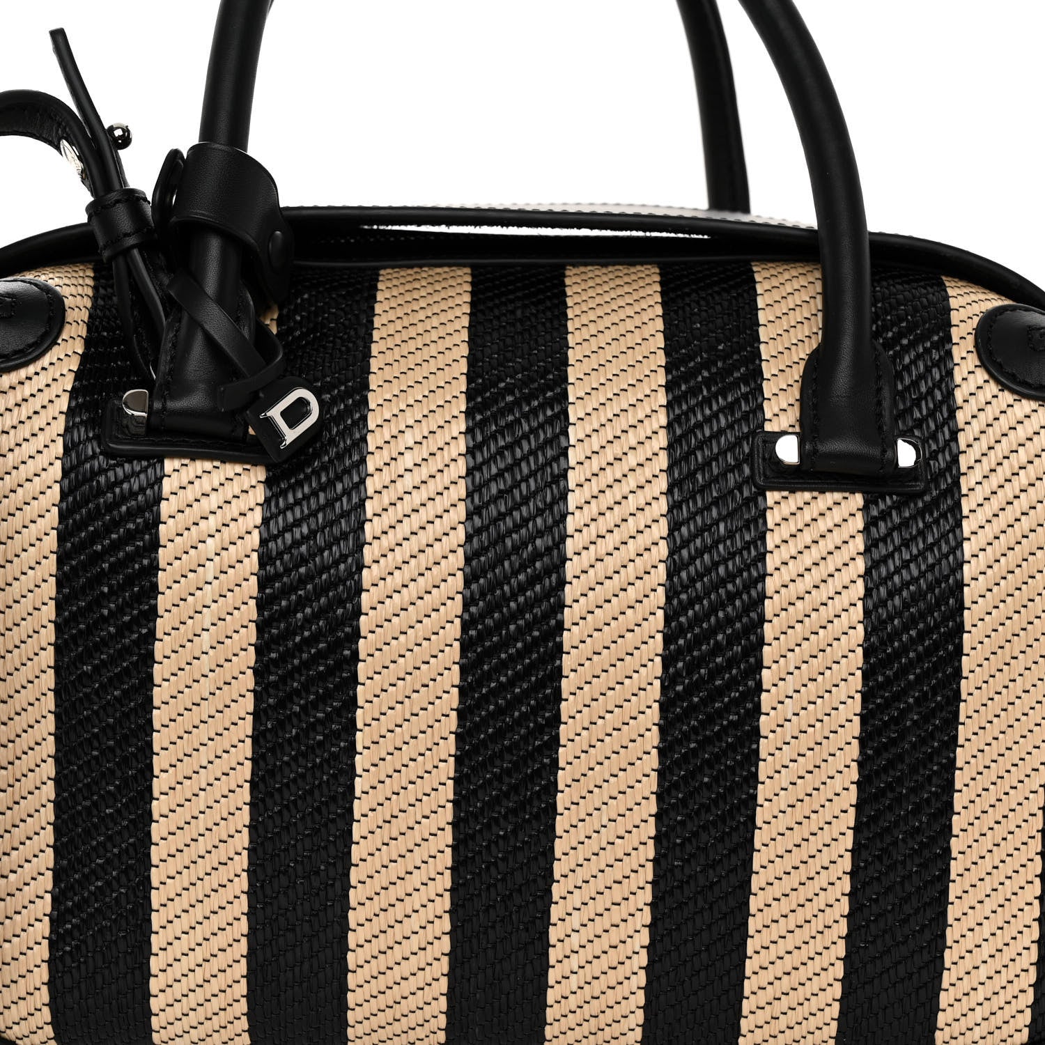Delvaux Raffia Striped Cool Box MM Satchel Black Naturel 7 of 9