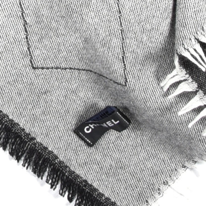 Chanel Cashmere Silk Quilted CC Logo Stole Black 4 of 4