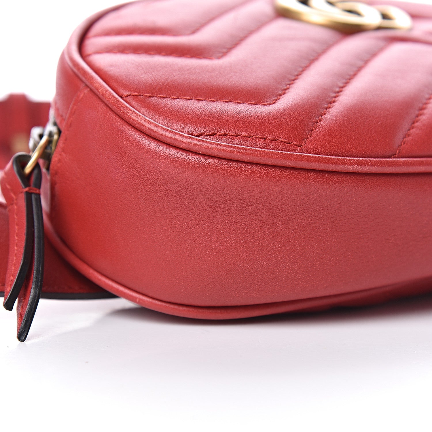 Gucci Calfskin Matelasse GG Marmont Belt Bag 85 34 Hibiscus Red 9 of 14
