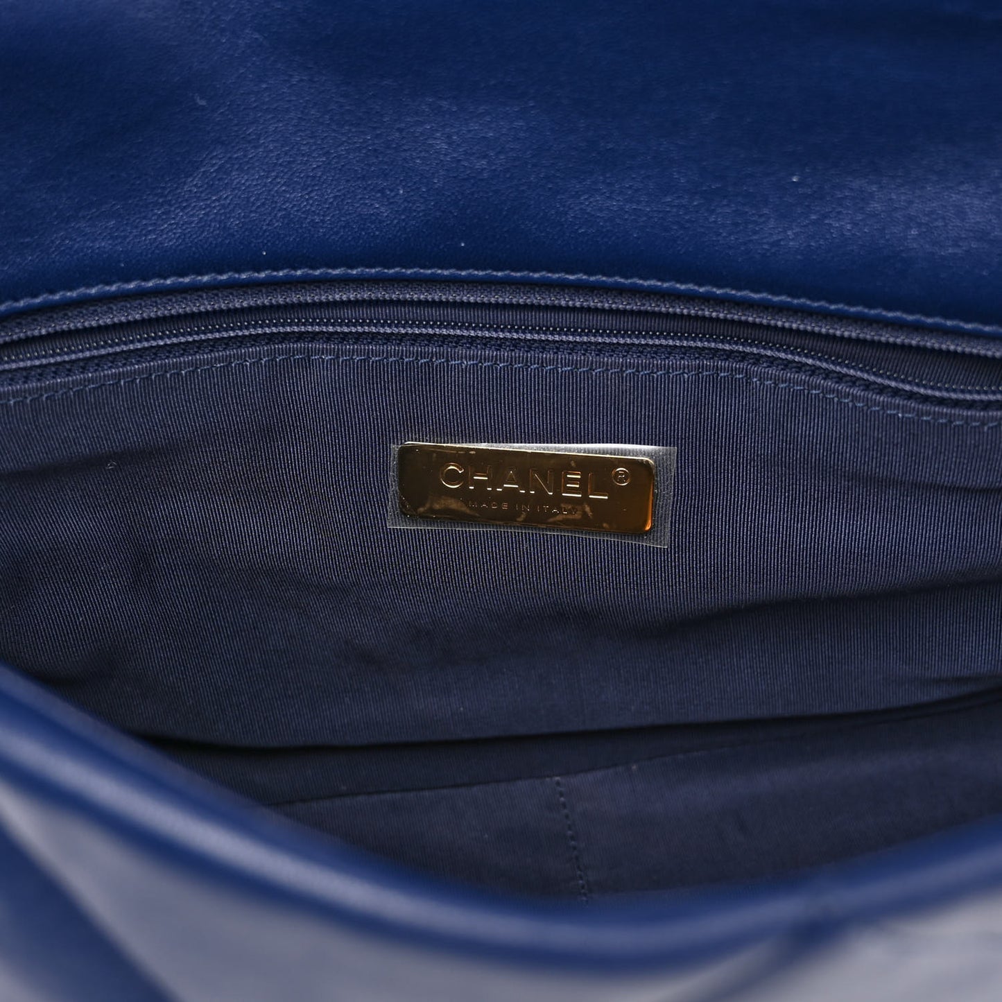 Goatskin Quilted Large Chanel 19 Flap Dark Blue