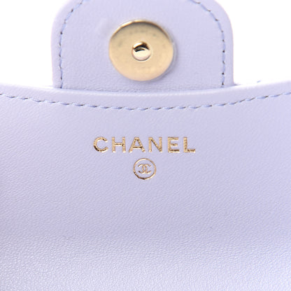 Chanel Lambskin Quilted Top Handle Flap Coin Purse With Chain Light Purple 6 of 10
