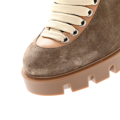 Christian Louboutin Suede Calfskin Macademia 100 Biker Platform Boots 36 Silex Light Cuir Dark Beige 9 of 11