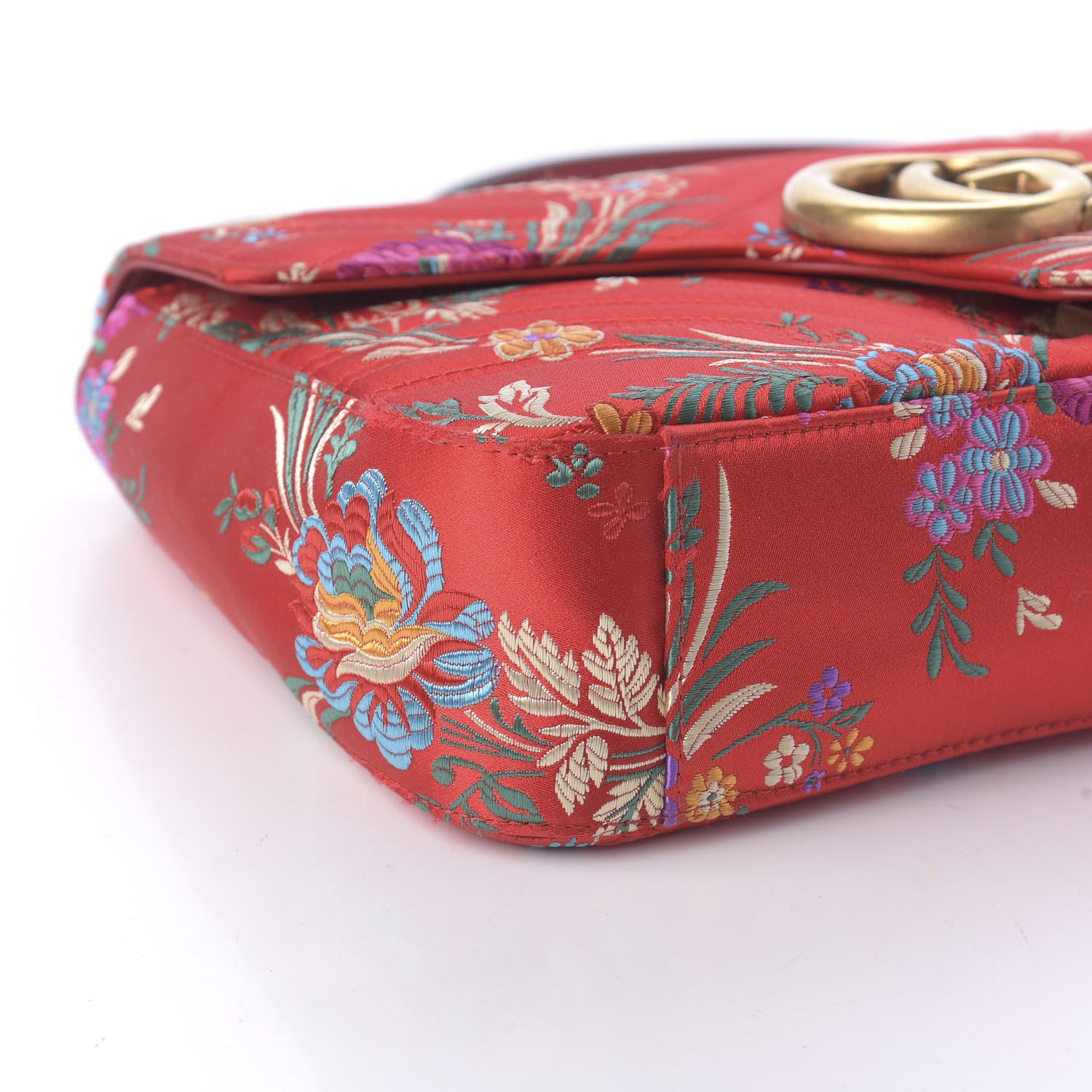 Gucci Jacquard Matelasse Floral Medium GG Marmont Shoulder Bag Red 6 of 10