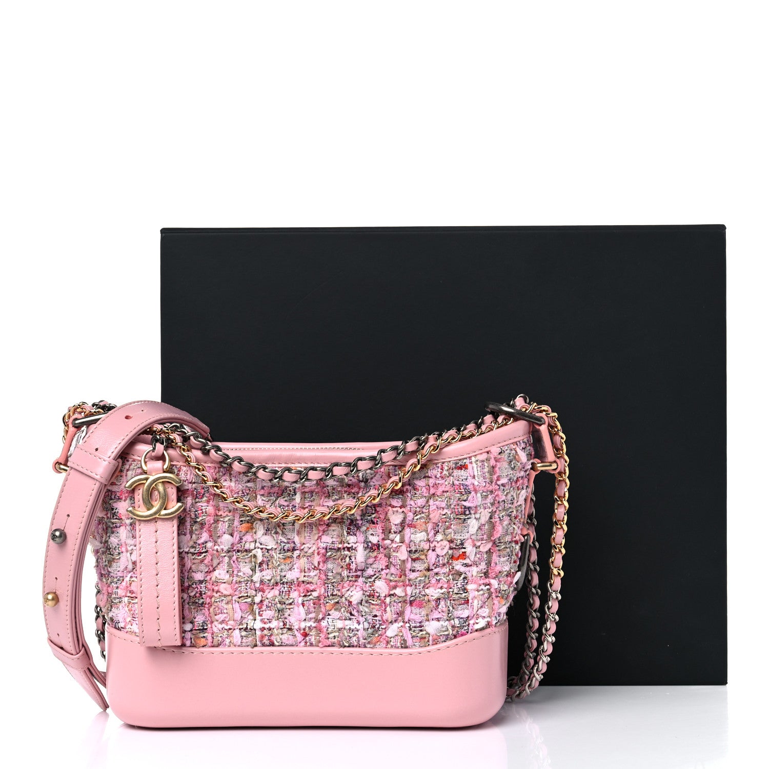 Chanel Tweed Calfskin Small Gabrielle Hobo Light Pink 14 of 14