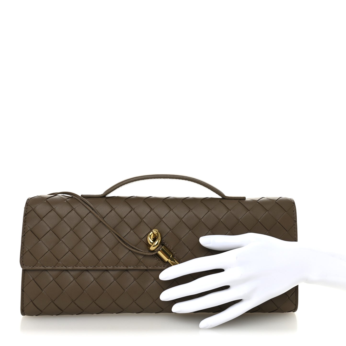 Nappa Intrecciato Long Andiamo Top Handle Clutch Pinecone