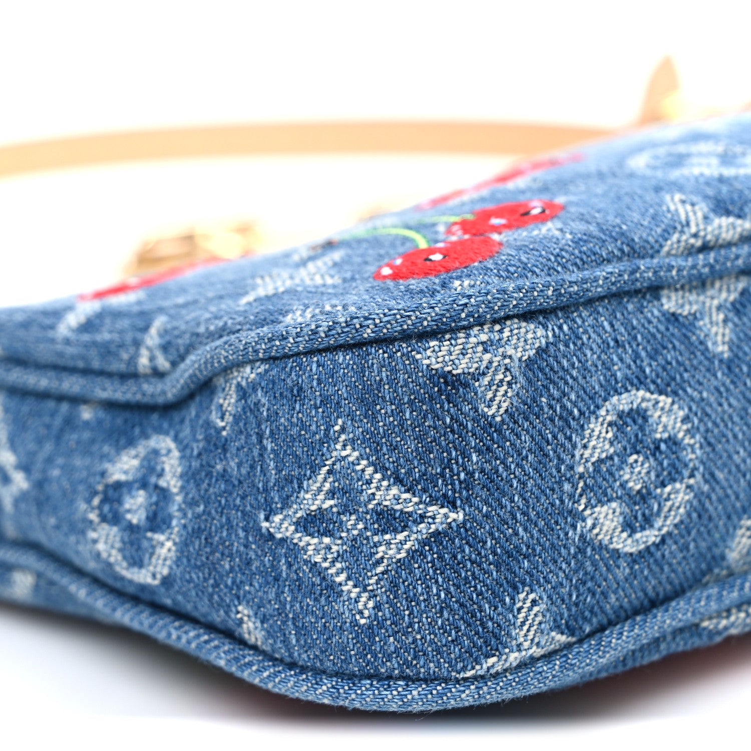 Louis Vuitton LV X TM Monogram Denim Cerises Pochette Accessories Blue 9 of 10