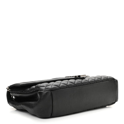Saint Laurent Calfskin Mixed Matelasse Triquilt Large Monogram Satchel Black 4 of 10