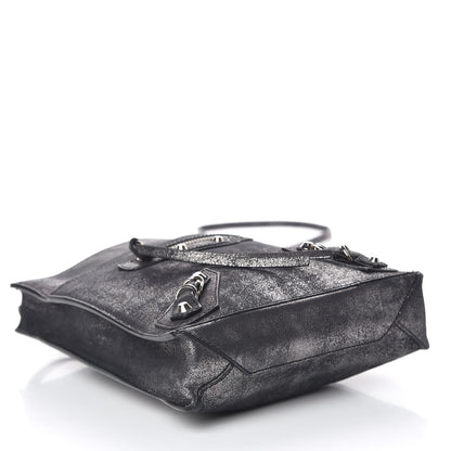 Balenciaga Metallic Calfskin Milkyway Papier Crossbody Bag Black 4 of 15