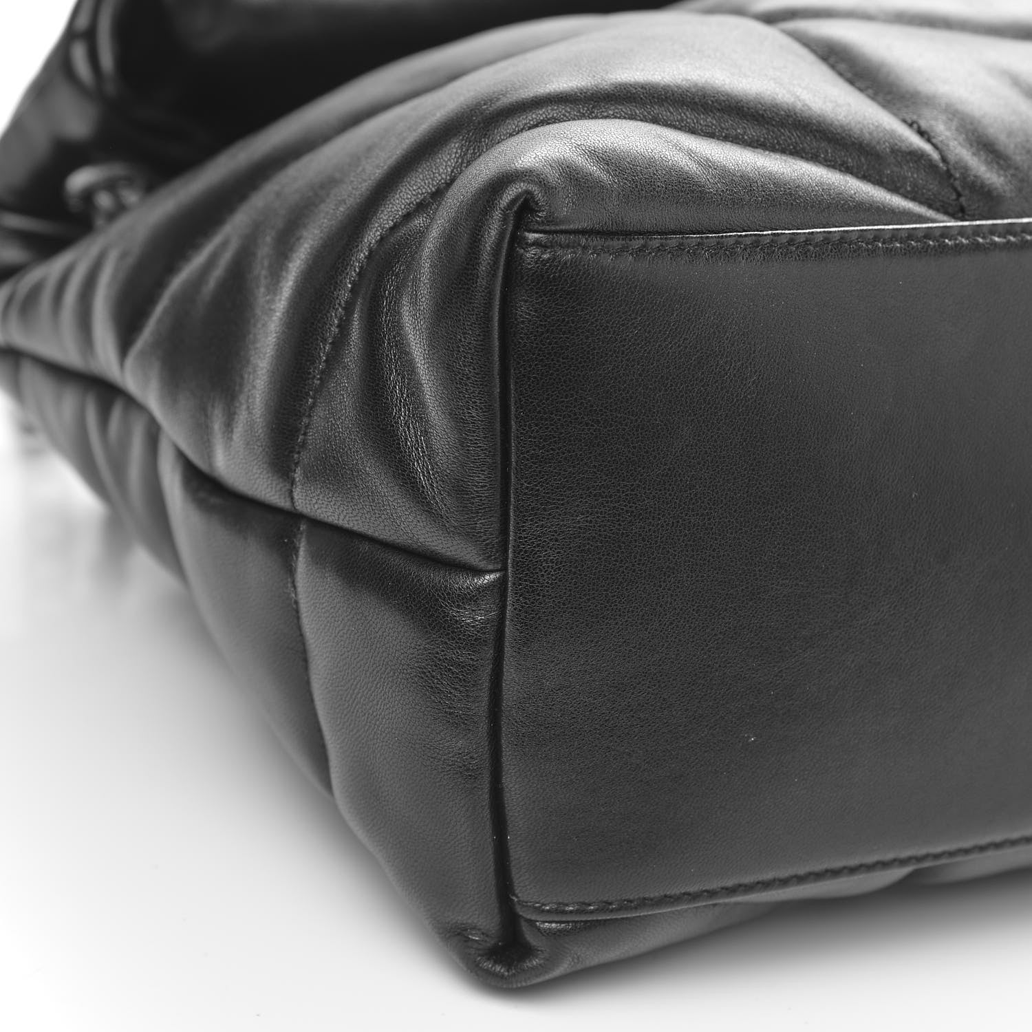 Saint Laurent Lambskin Quilted Medium Loulou Puffer Monogram Chain Satchel Black 9 of 11