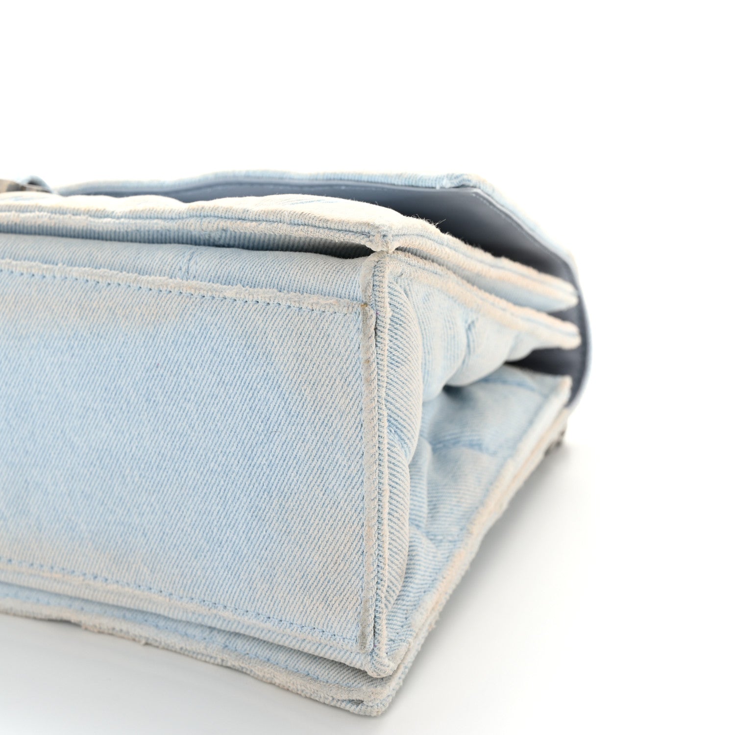 Balenciaga Crushed Washed Denim Quilted Medium Crush Chain Bag Pale Blue 10 of 11