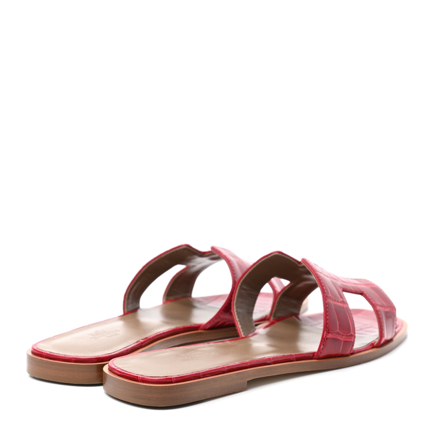 Shiny Alligator Oran Sandals 38 Braise