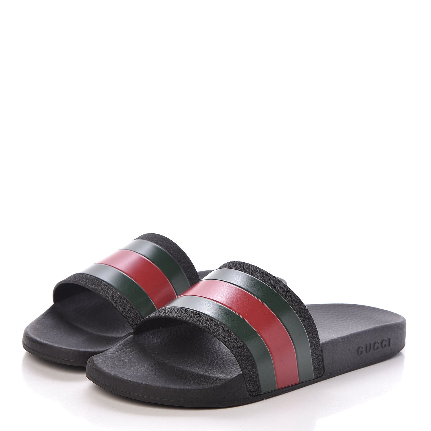 Gucci Rubber Web Mens Pool Slide Sandals 9 Black Green Red 3 of 9