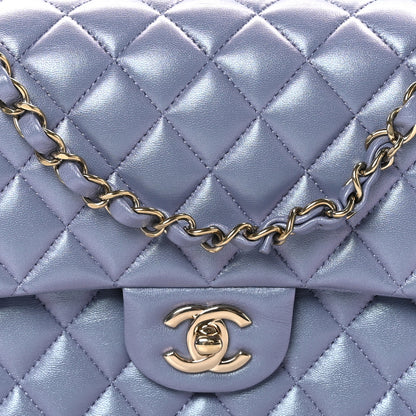 Chanel Iridescent Lambskin Quilted Medium Double Flap Light Purple 8 of 11