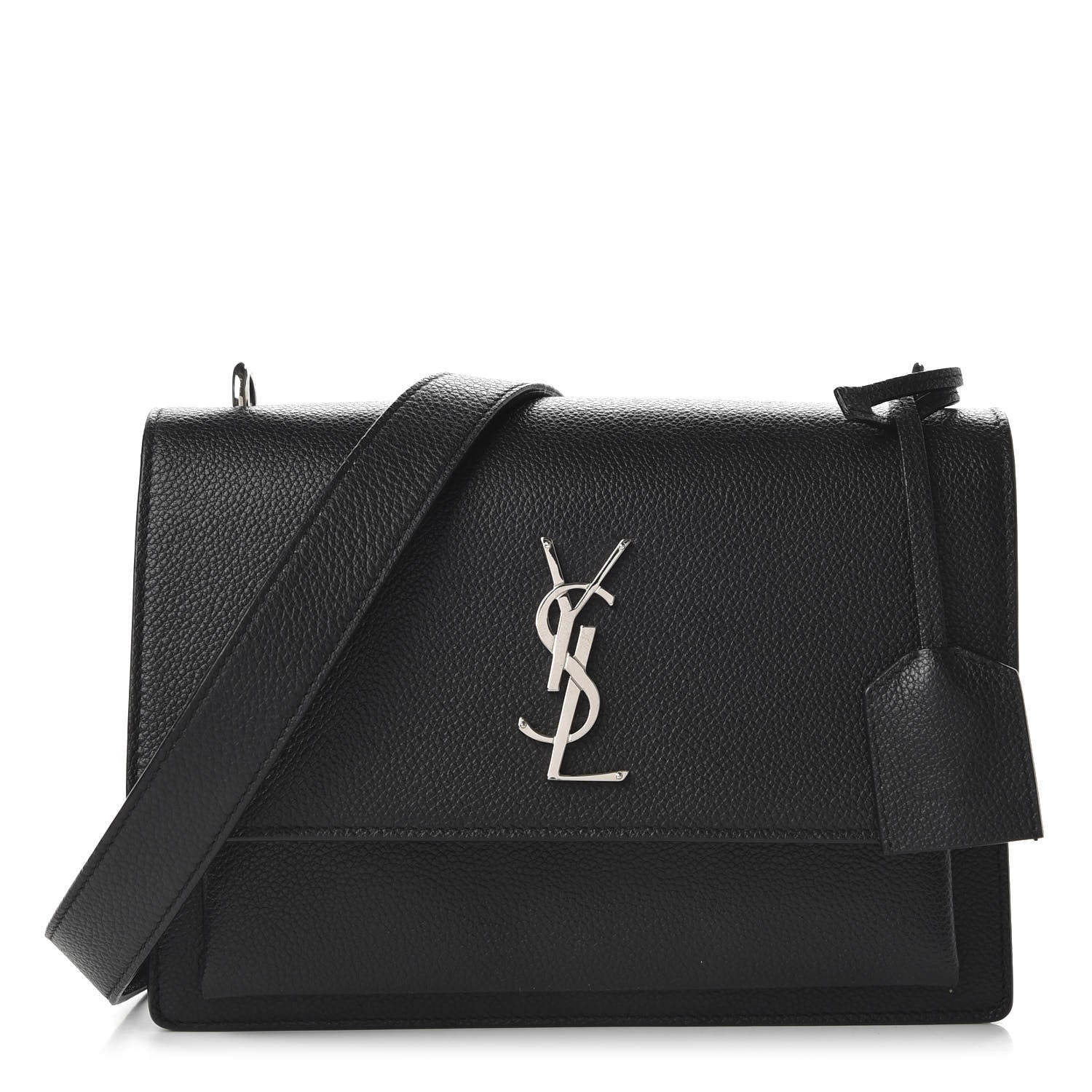 Saint Laurent Grained Calfskin Medium Monogram Sunset Satchel Black 1 of 9