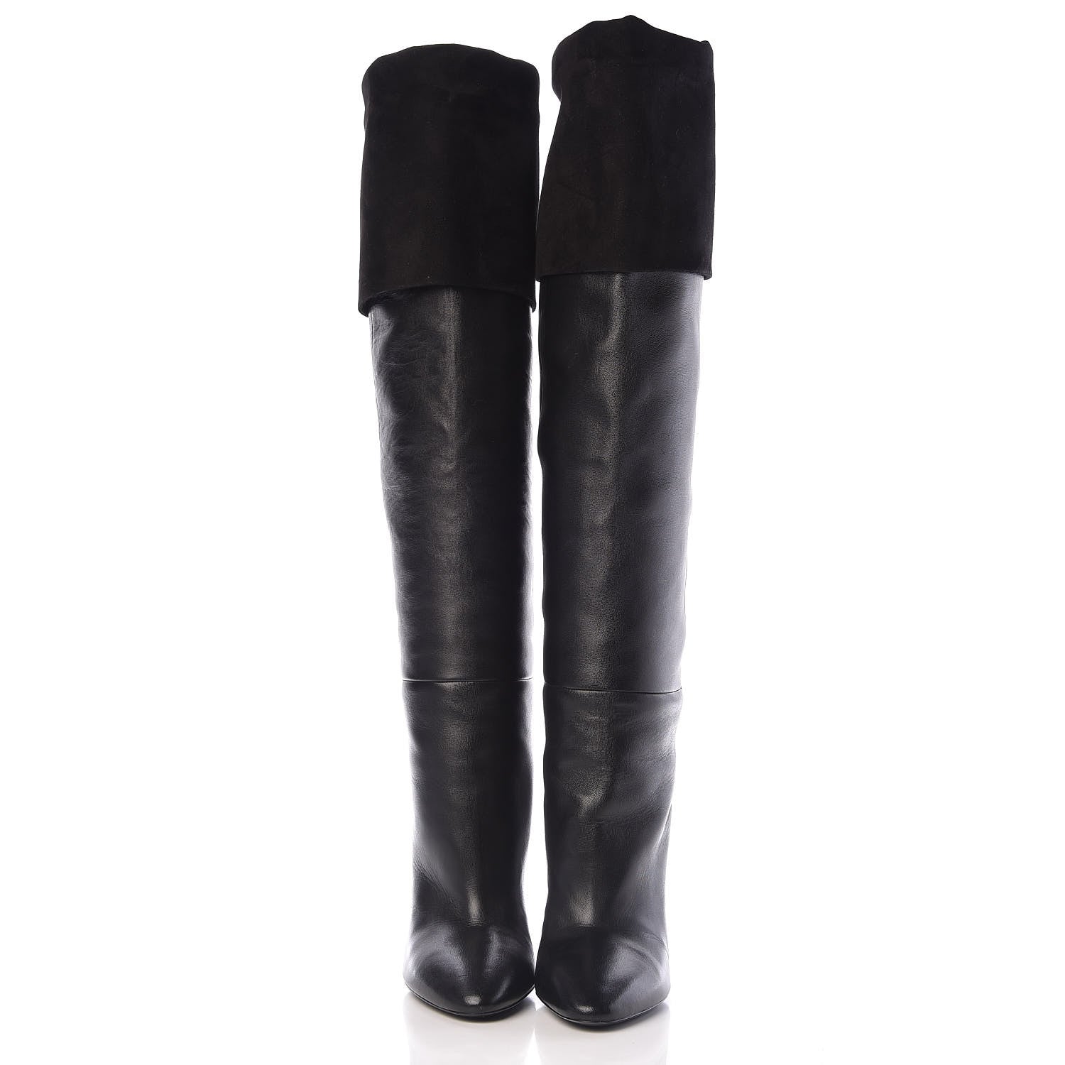 Saint Laurent Calfskin Suede Lou Knee High Boot 37 Black 2 of 8