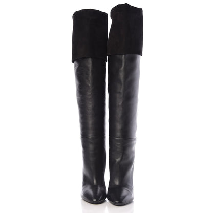 Saint Laurent Calfskin Suede Lou Knee High Boot 37 Black 2 of 8