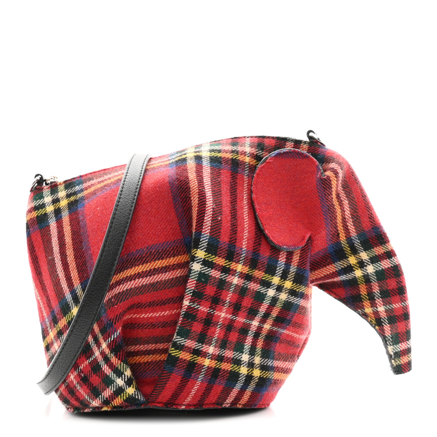 Loewe Wool Calfskin Mini Elephant Crossbody Bag Red Tartan 1 of 9