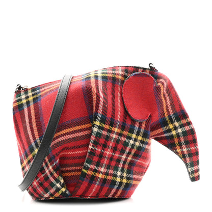Loewe Wool Calfskin Mini Elephant Crossbody Bag Red Tartan 1 of 9