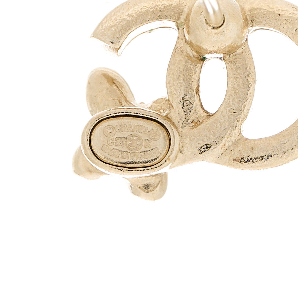 Chanel Pearl Crystal Flower Mini CC Earrings Gold 4 of 5