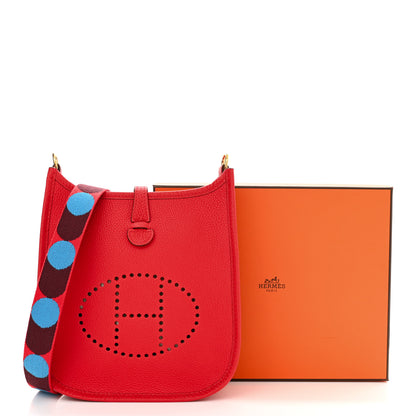Hermes Taurillon Maurice Flipperball Sangle Evelyne TPM Rouge De Coeur Bleu Frida 11 of 11