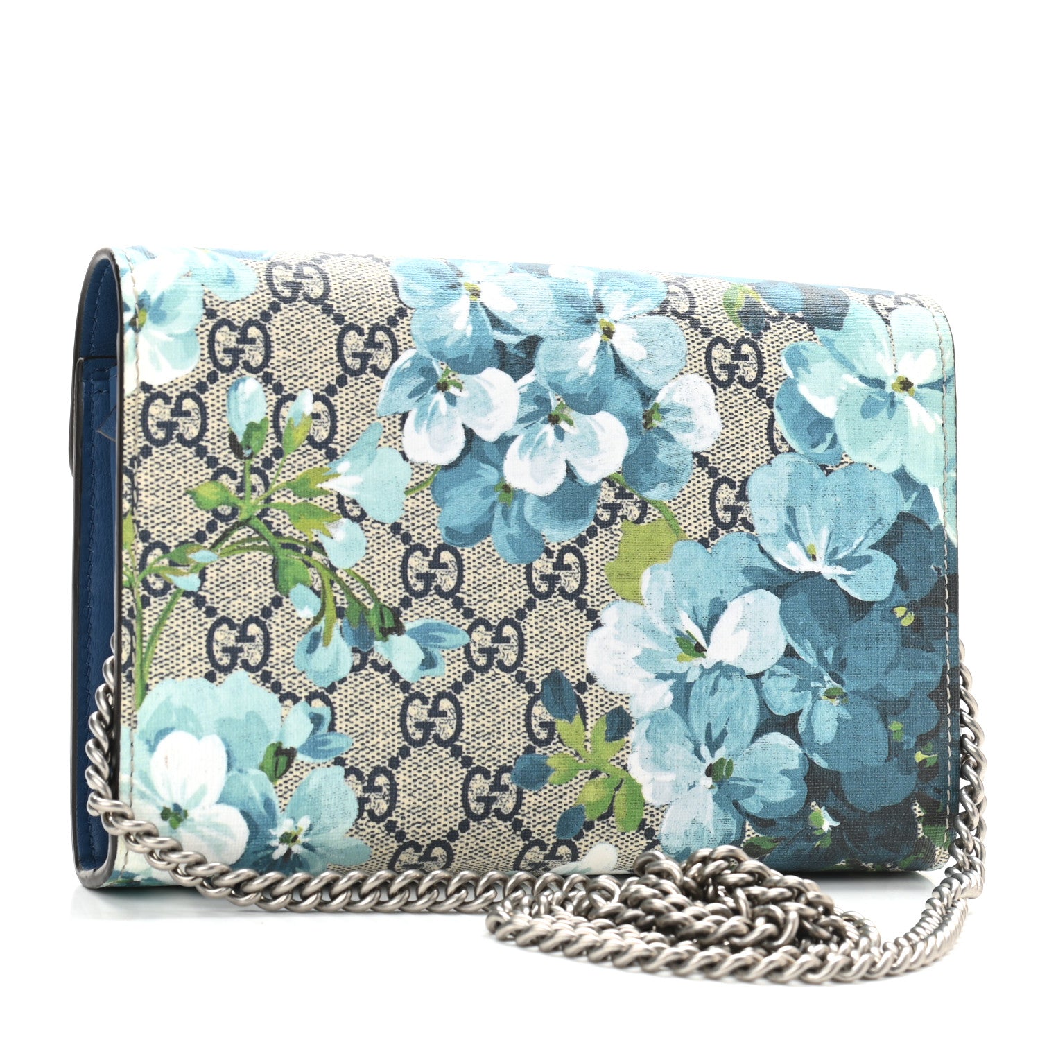 Gucci GG Supreme Monogram Blooms Mini Dionysus Chain Wallet Beige Blue Navy Vintage Blue 3 of 11