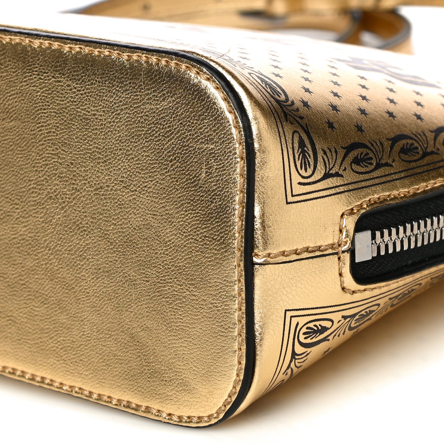 X SEGA Calfskin GUCCY Stars Mini Dome Shoulder Bag Gold