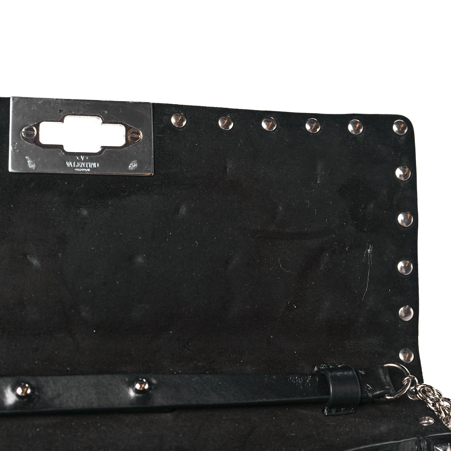 Valentino Garavani Lambskin Rockstud Spike Wallet on Chain Black 10 of 10