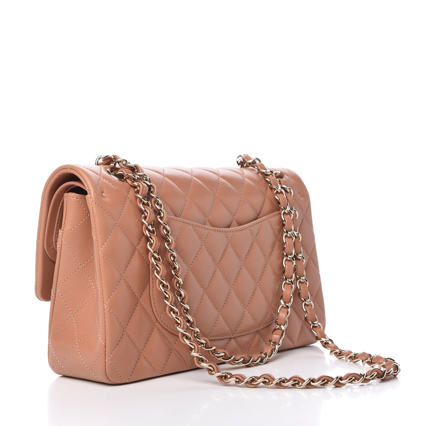 Lambskin Quilted Medium Double Flap Brown