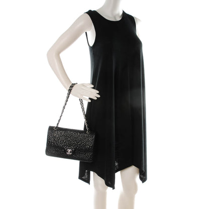 Chanel Lambskin Camellia Stitched Medium Double Flap Black 2 of 9